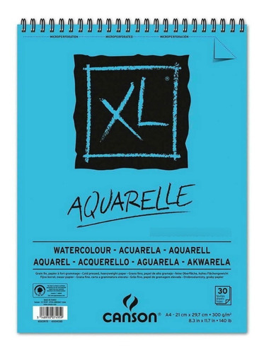 Canson® Xl® Aquarelle, A4 - 21 X 29.7 Cm - 300g - 30 Hojas