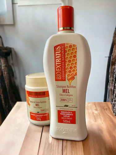 Kit 1 Shampoo 1 Banho Creme Mel Nutritivo 500 Ml Bio E K9715