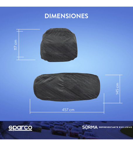 Imagen 5 de 10 de Funda Cubre Auto Resistente Sparco Poliester + Pvc
