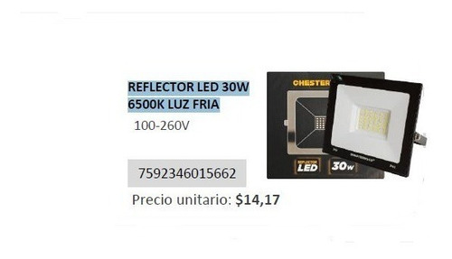 Reflector Led 30w 6500k Luz Fria Chesterwood