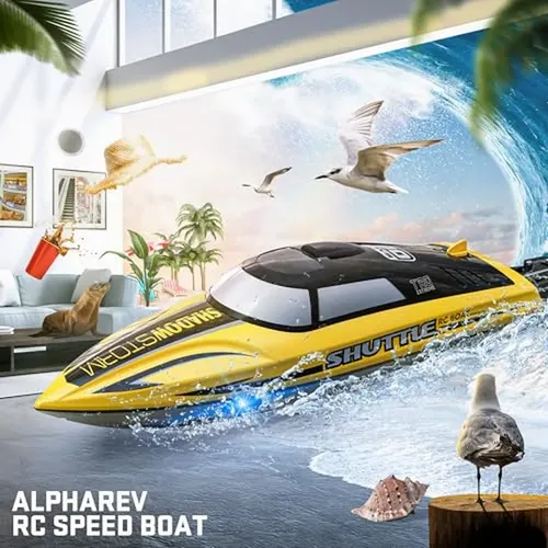Barco RC Volanttex De Alta Velocidad – 30 MPH, Control 2.4GHz Con 120m De Alcance, Motor Refrigerado Por Agua, Batería Recargable – Ideal Para Piscinas Y Lagos