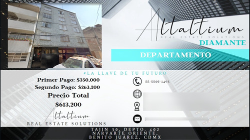 Departamento En Venta, Narvarte Oriente Benito Juarez, En Remate,,,!!