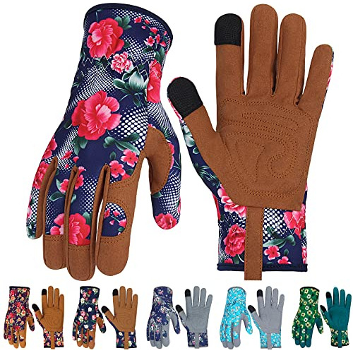 Guantes De Jardinería De Cuero Mujeres Resistentes Esp...