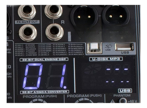 Mezcladora Amplificada 8 Canales 300w X 2, Interfase Usb, Bl