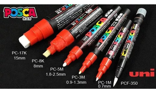 Posca Set Pc-1m X 8 Rotuladores De Colores Brillantes, Pin