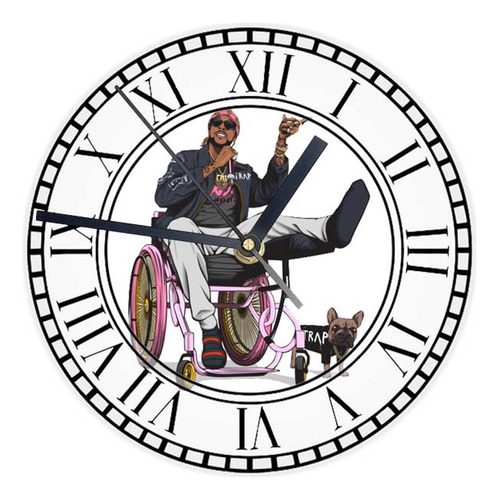 Reloj Redondo Madera Brillante Hip Hop Mod 101