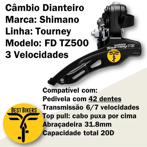 C mbio Dianteiro Bike Shimano Tourney Tz500 3v Pedivela 42d