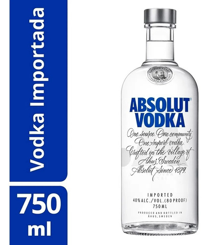 Vodka Absolut Regular 750ml - Original - Black Friday