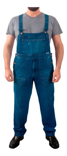 Jardineira jeans cheap homem