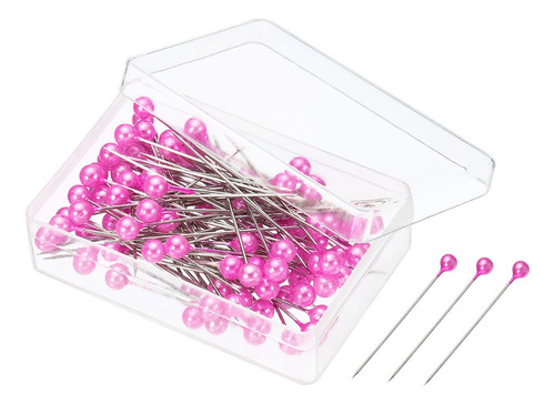 400 Alfileres Pin Con Cabeza Esférica Perlada 38x4mm Rosa