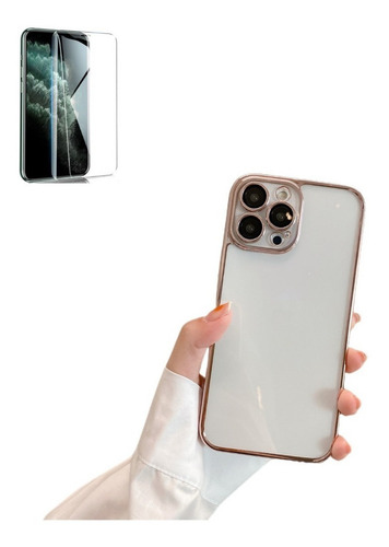 Funda Transparente De Pc Con Película De Lente Para iPhone