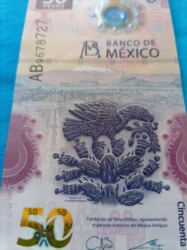 Billete Cien Pesos Ajolotito A B 9678727 Triple 7 Suerte (Usado)