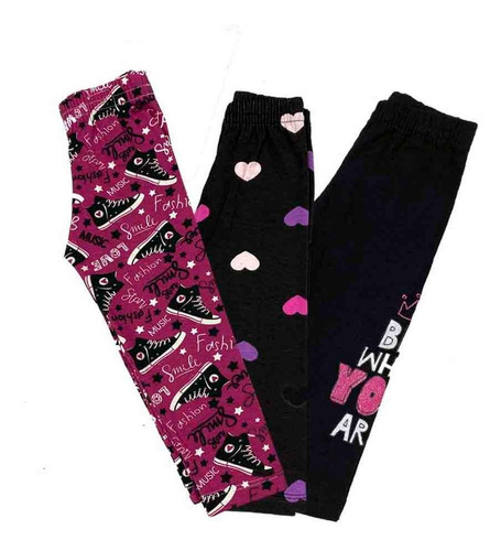 Imagem 2 de 10 de Kit 5 Calça Legging Infantil Menina Roupa Atacado