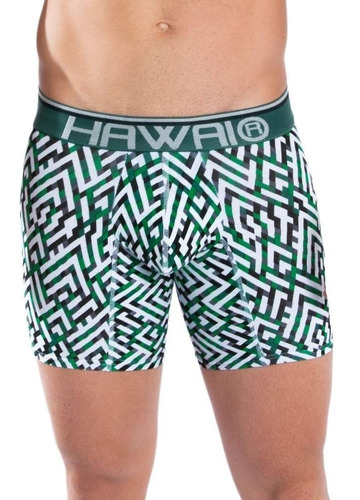 Boxer Hawai Hombre Largo Medio Modelo 42105 Verde Rombos