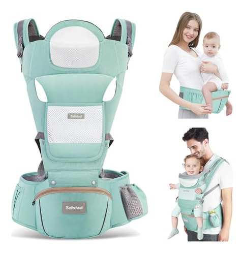 Canguro Para Bebe Con Asiento 6 En 1 Ajustable Verde Bebe