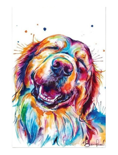 Cuadro Decorativo 30 X 45 Premium Perro Feliz Pop Art