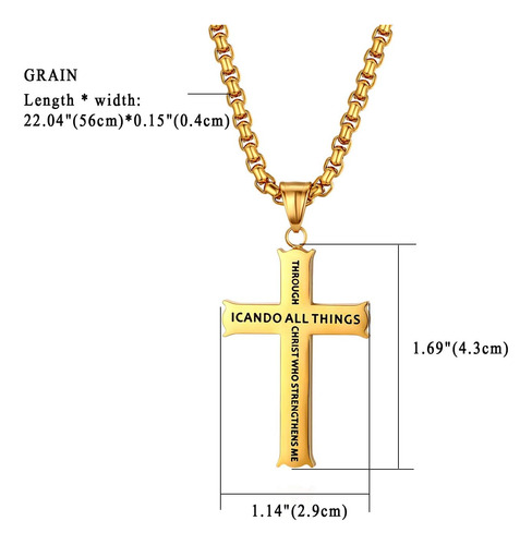 Collar Con Colgante De Cruz Cupimatch Filipenses 4:13, Joyer