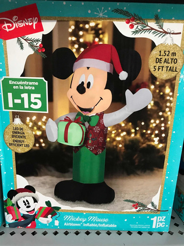 Mickey Mouse Inflable Navideño 1.58cm Luz