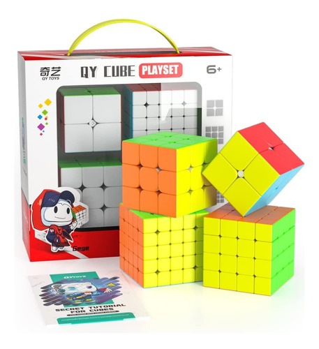 Pack Cubos Rubik 2x2, 3x3, 4x4, 5x5 + Libro Qiyi Original