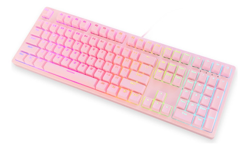 Teclado Mecánico Gamer Rgb Aukey Color Rosa