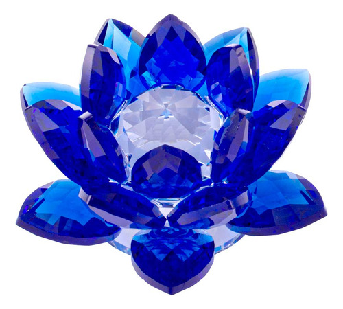 Amlong Crystal Flor De Loto De Cristal Azul Zafiro De 3 PuLG