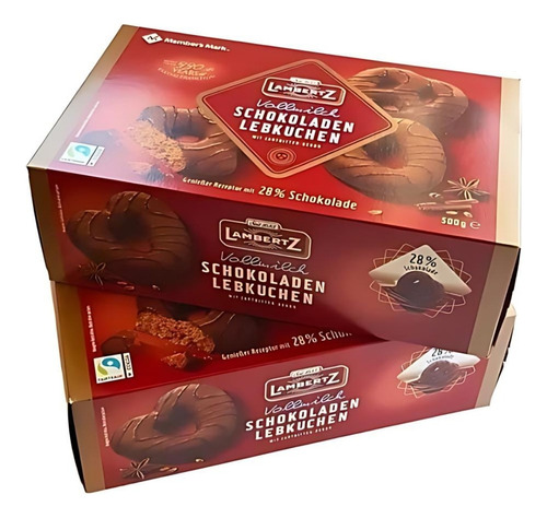 Kit 2 Pão De Mel Alemão Schokoladen Lebkuchen Caixa com 500g