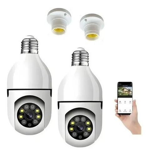 Ampolleta Con Cámara 2 Unidad Seguridad Panorámica Wifi 360