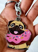 Comprar Perro Pug Con Dona Precioso Llavero Metalico Perro Pug 1152