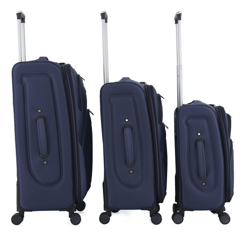 Set De 3 Maletas Ocsport, Semirigida De Tela Resistente Azul Oscuro Set De 3 Maletas Marca Ocsport Semi Rigidas De Tela Resistente Oct24006