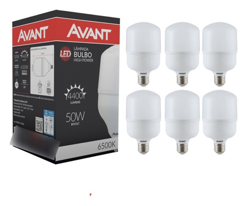 Kit 06 Lâmpada 50w Led Bulbo Branco Frio Alta Potência Avant Cor Da Luz Branco-frio Bivolt