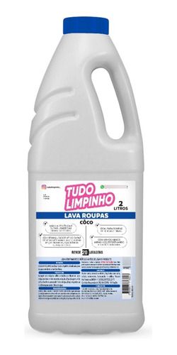 Sabão líquido Tudo Limpinho Lava Roupas, Sabão Liquido Coco coco antibacterial frasco 2 L