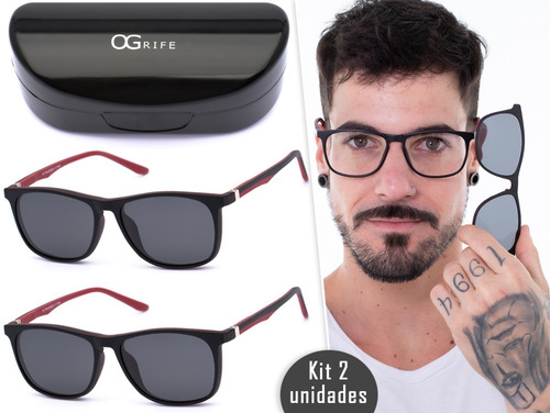 Imagem 1 de 10 de Combo 2 Óculos Clip On Armação P/ Grau E Solar At-04 Atacado