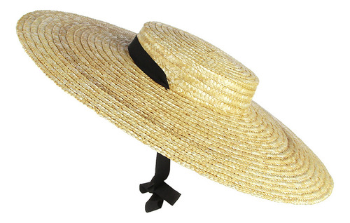 Sombrero De Paja De Ala Ancha Para Mujer, Con Cinta Larga, G