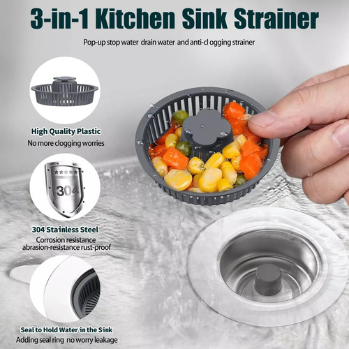 X A Tapón De Fregadero De Cocina De Acero Inoxidable, 2