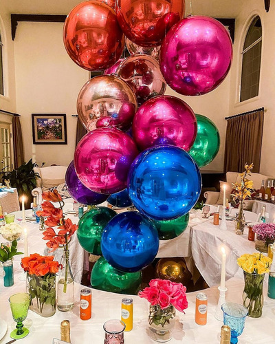 15 Pcs Globos De Lámina Metálica 4d De 22 Pulgadas Color Rose Red