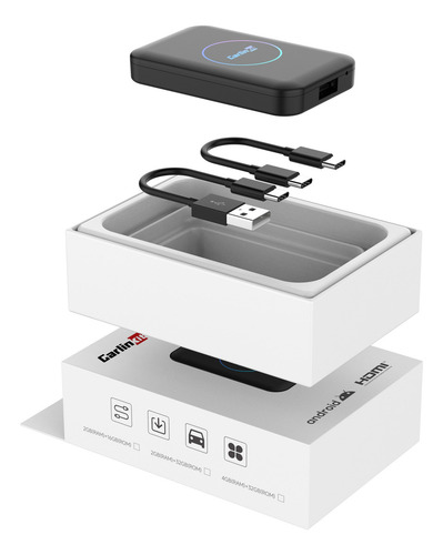 Carlinkit Tbox Lite S 2025 Android Auto Carplay Inalámbrico Negro