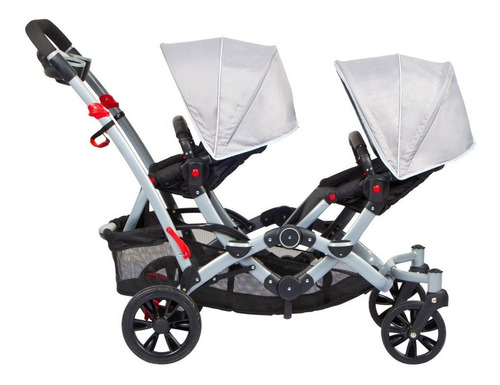 Imagen 3 de 7 de Cochecito de paseo doble Infanti Duo Ride S813 gris +2 Bases + 2 Huevitos