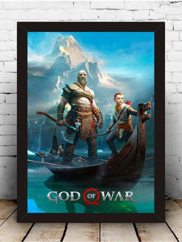 Poster Quadro God Of War Moldura Com Vidro 33x43cm #1