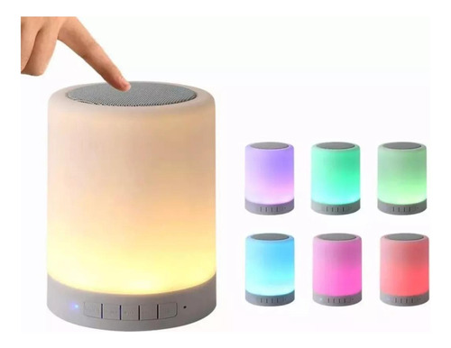 Caixa De Som Bluetooth Abajur Led Touch Luminária Multicolor