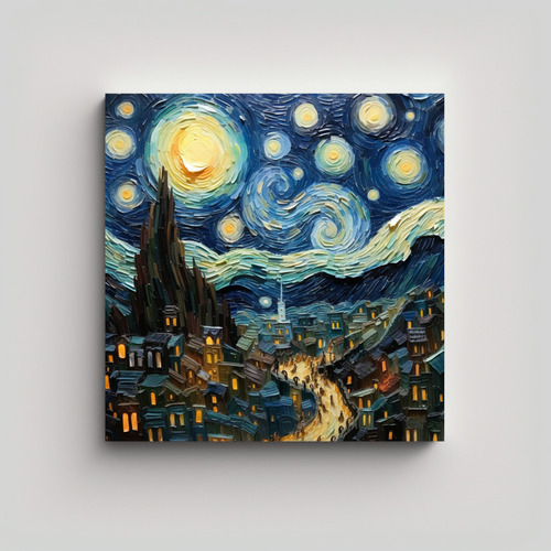 60x60cm Cuadro Estilo Van Gogh De Colonia Lunar Flores