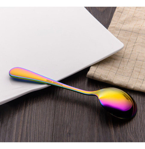 Berglander Cuchara Sopa Arco Iris, 6 Piezas Acero Inoxida...