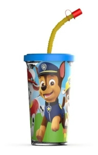 Vaso Con Tapa Y Sorbete Paw Patrol Todos Los Personajes 