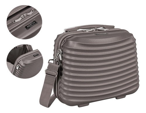 Frasqueira De Viagem Sestini Vega 3t Abs Necessaire 15l Cor Grafite Liso