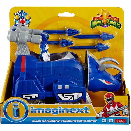 Imaginext Power Rangers Ranger Azul E Zord Triceratops Chj01