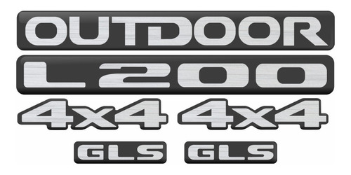 Kit Adesivo Emblema 3d L200 Outdoor Gls 4x4 Resinados Picape