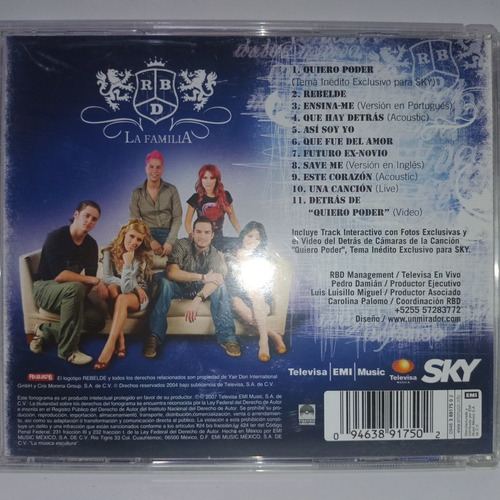 Rbd Rebelde Cd La Familia Excelente (Usado)