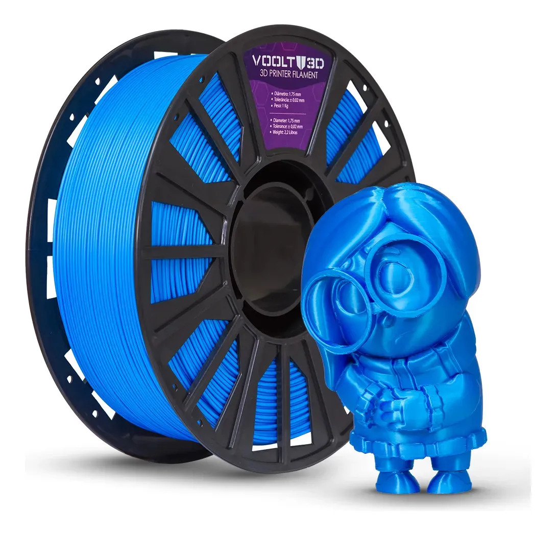 Filamento PLA Azul Velvet 1Kg Voolt3D Impressão 3D Premium Para Criar Modelos, Peças Decorativas, Miniaturas e Em Impressoras 3D Fabricação Brasileira