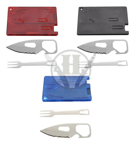 Set Cubiertos Camping Cuchillo Tenedo Tarjeta 6 En 1 Portati