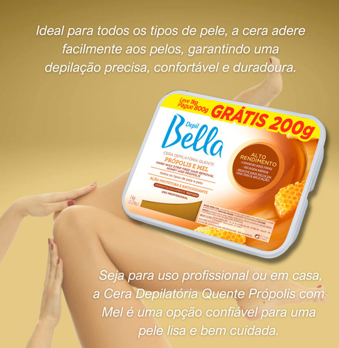 Kit 2 Cera Depilatória Quente Própolis E Mel 800g Depilbella