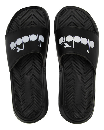 Ojota Diadora Milan Hombre Slide Blanco Negro